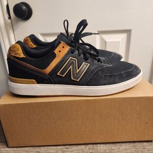 Women's Size 13(Men's Size 11) New Balance Black Suede & Tan Leopard  Sneakers